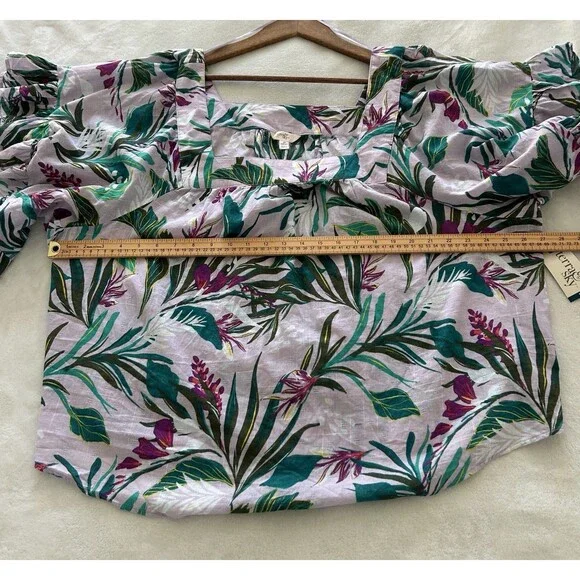 Terra & Sky Shirt Size 2X Plus Tropical Blouse Flowy Lightweight Island Resort - Picture 7 of 10